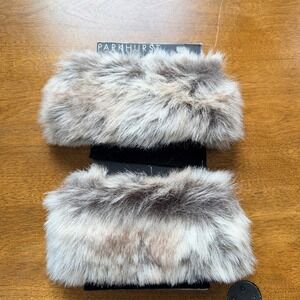 Parkhurst Arctic Ermine Faux Fur Boot Toppers Black Ribbed Knit 21419 NWT